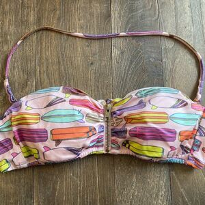 Bandeau Halter Bikini Top Victoria's Secret VS Swim Beach Surfboards Lined Large